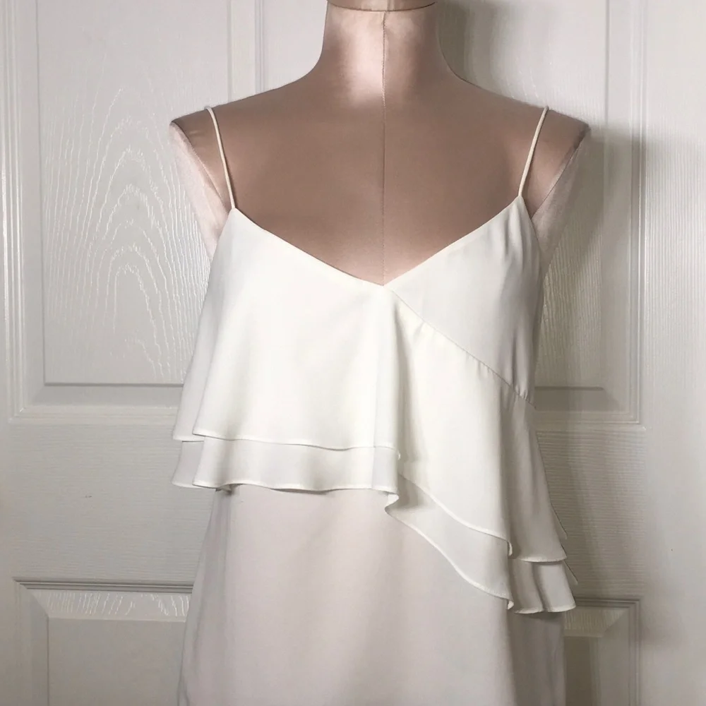 J. Crew White Ruffled Layered Cami Top Sz 4